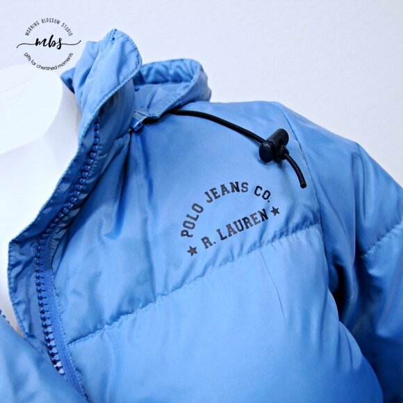 Ralph Lauren Down Feather Puffer Coat with Detachable Hoodie Blue Women XS - Picture 9 of 15